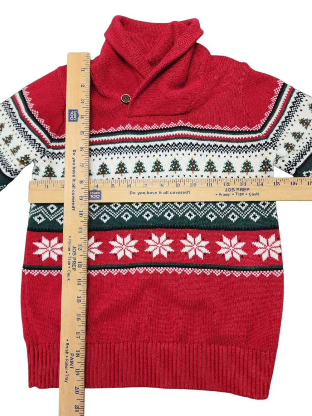The Childrens Place Knit Sweater Size M(7/8) Red Fair Isle Snowflake Christmas